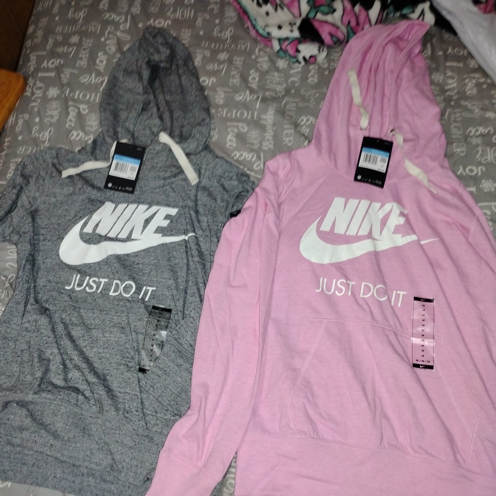 Nike Gray and Pink Hoodies